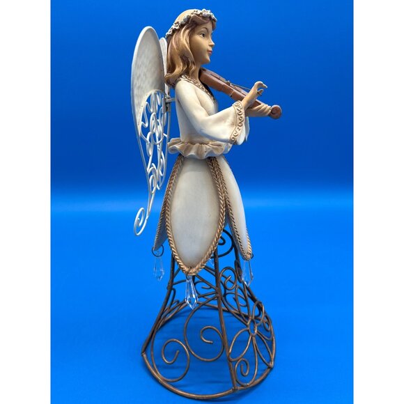 Decorative Angel Figurines Musical Theme Wire Frame Metal Base Set - Picture 11 of 12